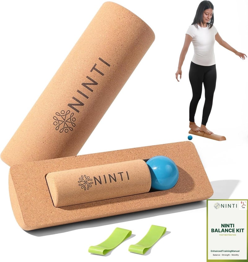 NINTI Balance Board - Premium Cork Balancing Board & Foot Strengthener for Enhanced Foot Function | Unique Design for Balance Stability & Foot Strength | Improve Mobility & Prevent Falls | Balance Trainer - Image 1